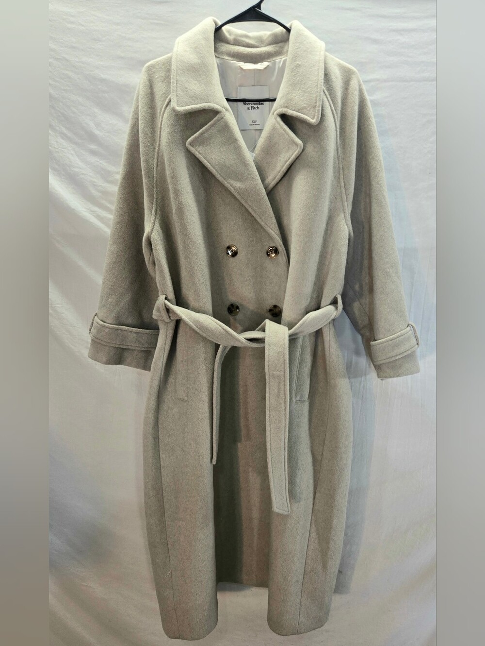 Abercrombie & Fitch Women's Large Petite LP Wool-Blend Double Breasted Coat New